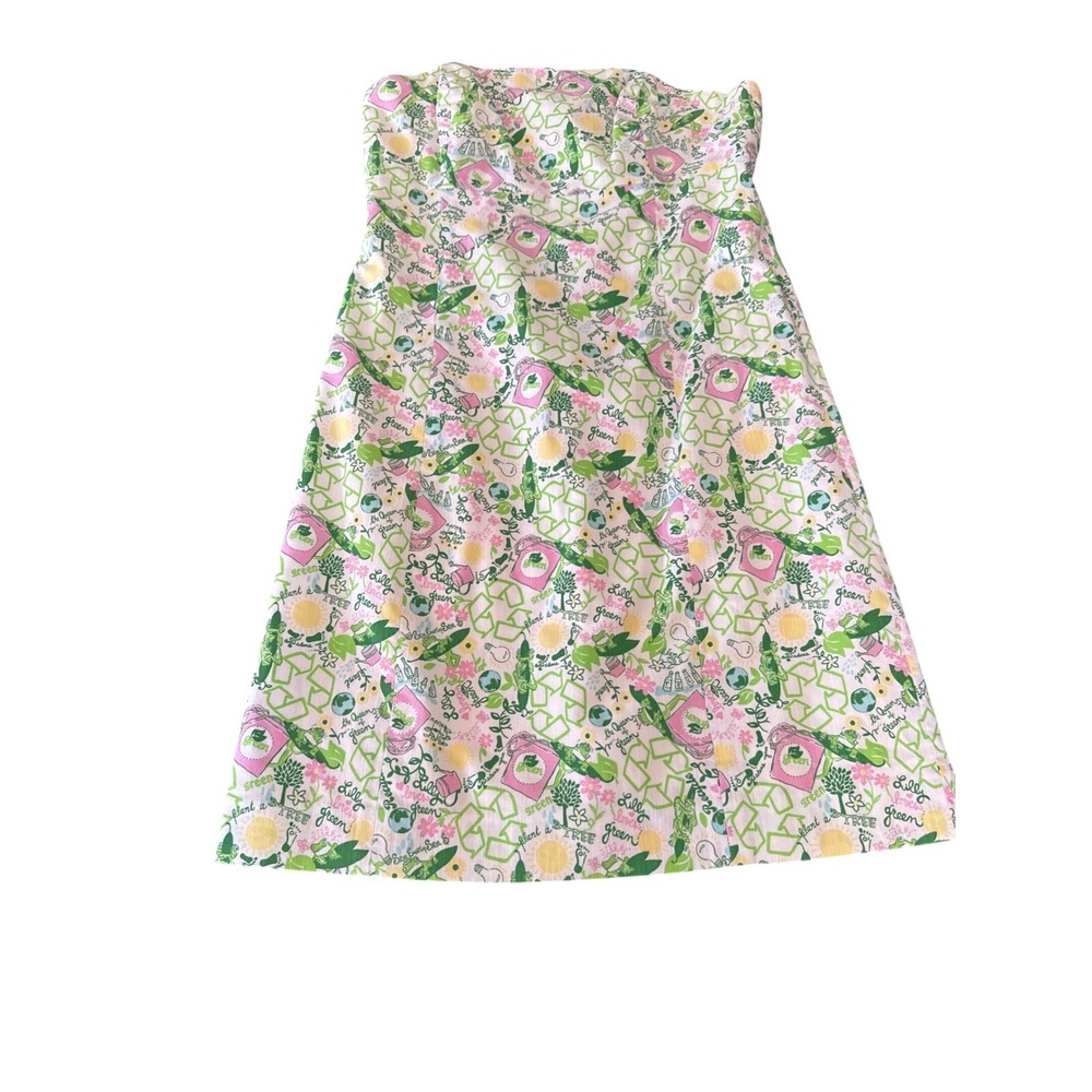 Lilly Pulitzer Rare Earth Day Vintange Strapless Fitted Cotton Lined‎ Dress 6